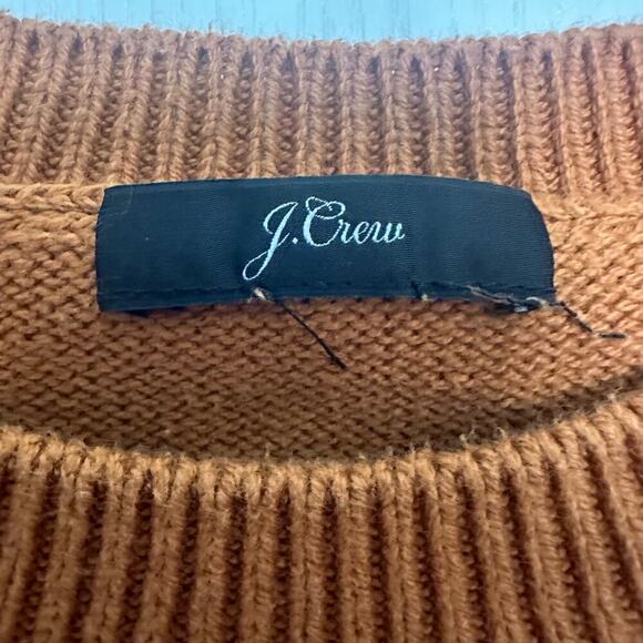 J. Crew Womens Crewneck Cable Pointelle Cotton Sweater SZ XS Burnt Orange Fitted - Picture 3 of 6